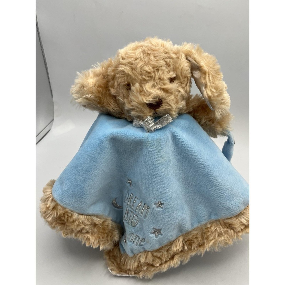 Baby Starters Puppy Security Blanket Dream Big Little One Lovey Rattle Blue Tan
